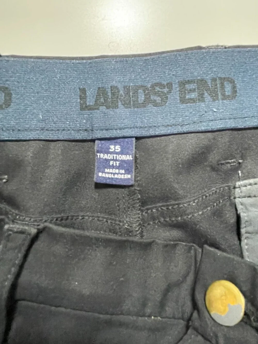 Lands’ End Men’s Black Dress Pants Size 35 Traditional Fit Polyester Great
